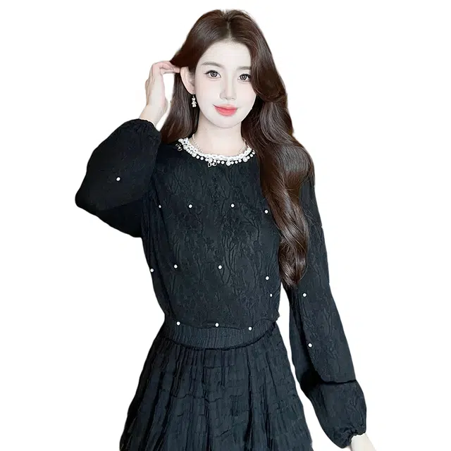 涂诗菲 重工气质蕾丝小香风百搭时尚长袖衬衫 女款