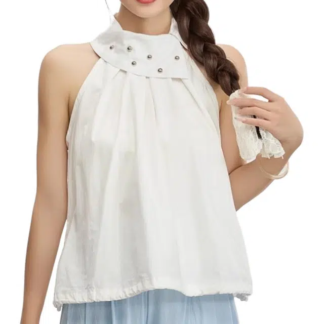 小卷要加油 别致设计感小众甜酷辣妹无袖衬衫 女款