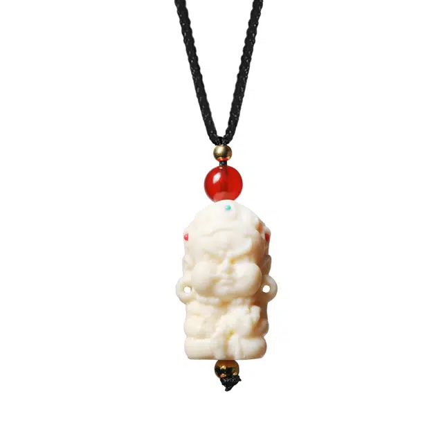 仙友 财神国潮新中式雕刻招财纳福转运珠吊坠文玩八方来财平安喜乐开运考公上岸盘玩#好运 象牙果 项链 男女同款情侣款