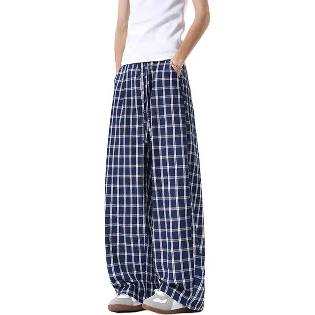 颂希尔 裤子美式潮牌格子裤百搭宽松痞帅阔腿直筒裤休闲裤 男女同款