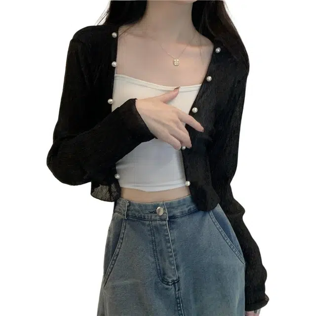 缪斯的诱惑 纯色宽松舒适简约薄款截短外套 女款