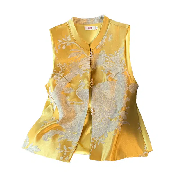 丝絮丝绸 新中式国风盘扣提花马甲 女款