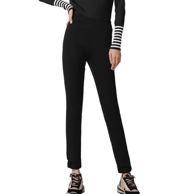 鸭鸭 舒适保暖贴合柔软羽绒裤/棉裤 女款 黑色