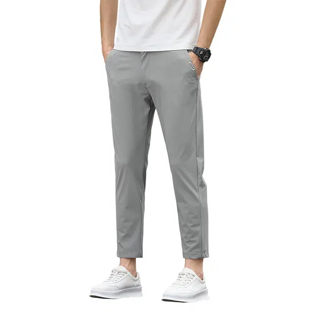 吉肯蒂 冰丝夏季薄款商务百搭小西裤宽松直筒九分休闲裤 男款