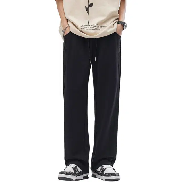 隐狼世家 宽松直筒垂感潮牌美式条纹弹力阔腿长裤休闲裤 男款