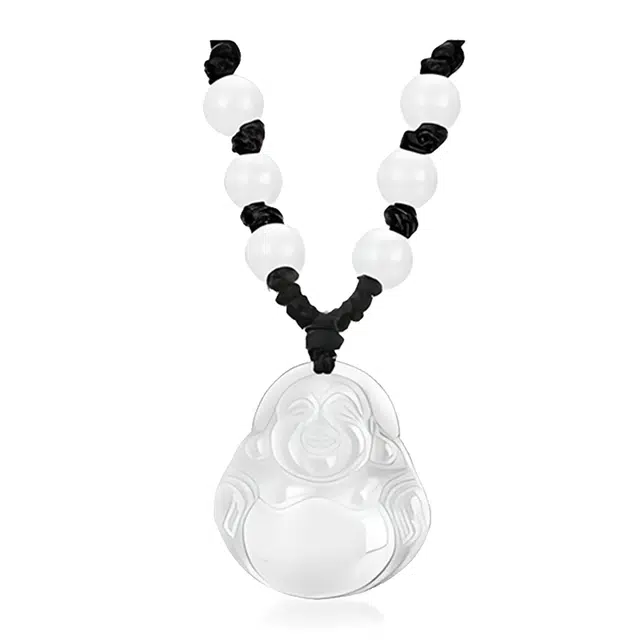 幸囍礼 清透转运弥勒佛观音菩萨编绳挂坠 平安招财大肚弥勒佛 复古国风笑佛 玉髓 玉石项链 男女同款情侣款