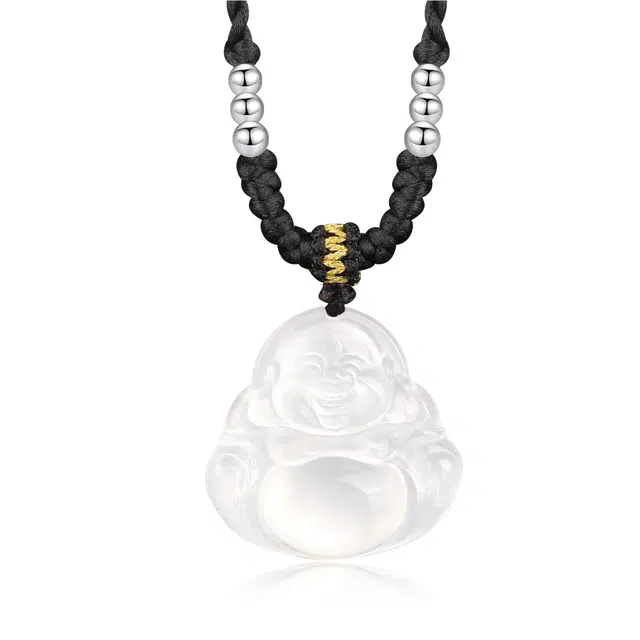 【精致优雅】 帝苏行 笑口常开佛公 新中式国潮 吉祥如意平安顺遂 好运 简约小众设计 玉髓 项链 女款
