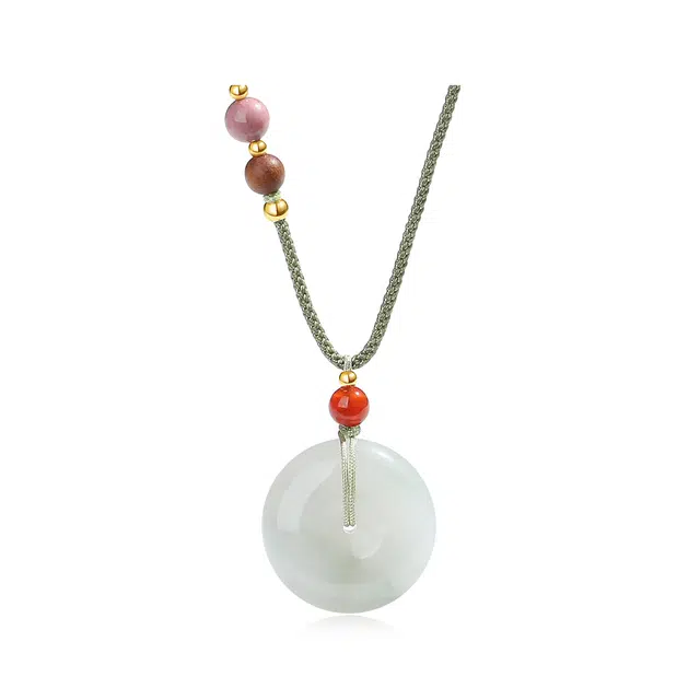 【普陀山官方已过香】 普陀山文创 新中式如意平安扣吊坠国风小众设计转运高级感编织链 天山翠 项链 男女同款情侣款