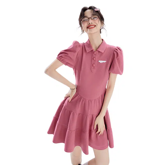 怪力萝莉 甜美高级气质法式洋气漂亮小裙子短袖连衣裙 女款