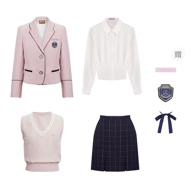 花铃太太 通勤百搭时尚长袖外套内搭衬衫无袖马甲百搭长裙裙装套装 女款