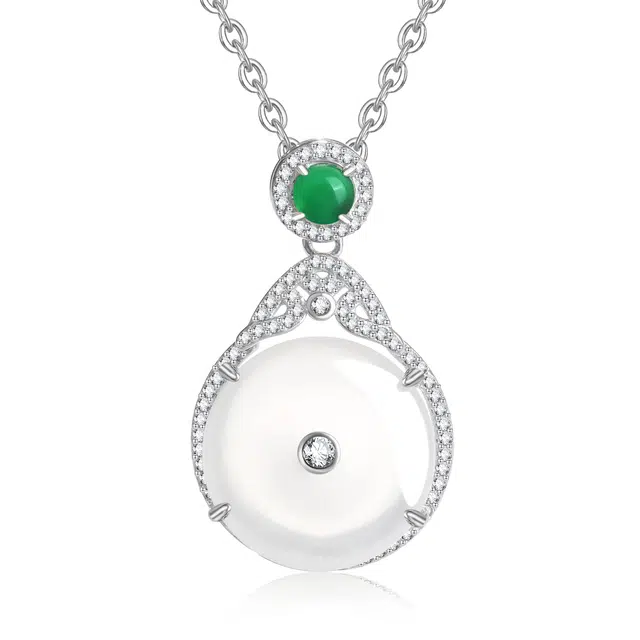 帝苏行 玉环翠影 新中式国潮 吉祥如意平安顺遂 简约小众设计 玲珑剔透 玉髓 项链 女款