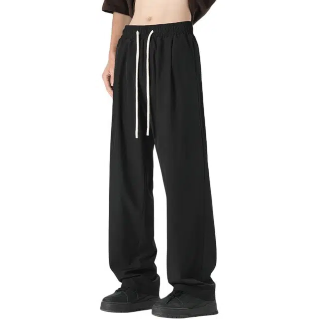 童先森 纯色薄款宽松垂感百搭阔腿休闲裤 男款