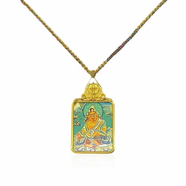 玉临门 黄财神 国风新中式唐卡 复古招财编绳配饰 合金 项链 男女同款情侣款