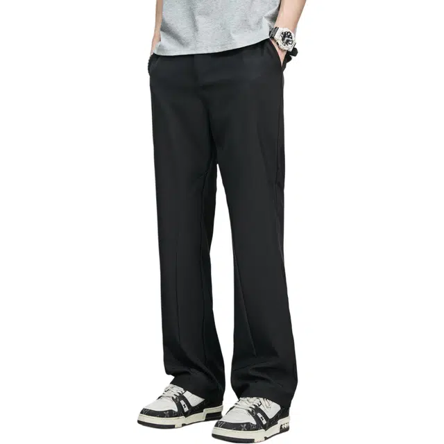 隐狼世家 高级感直筒微喇夏季薄款纯色中腰长裤休闲裤 男款