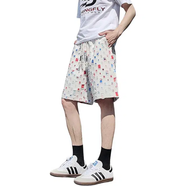 颂希尔 彩色格子设计感痞帅宽松百搭休闲短裤 男女同款