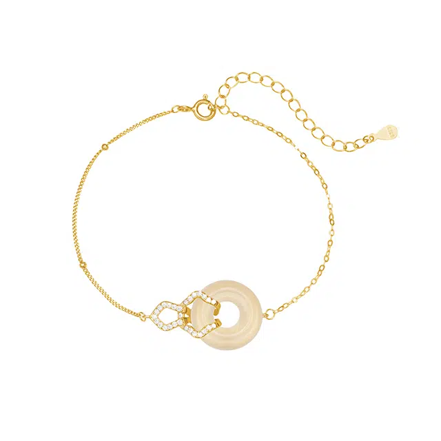 尚仟伊 金光如梦平安扣 新中式国潮平安纳福招财守护 古风简约冷淡风精致氛围感时尚小众 玉髓 项链 男女同款情侣款