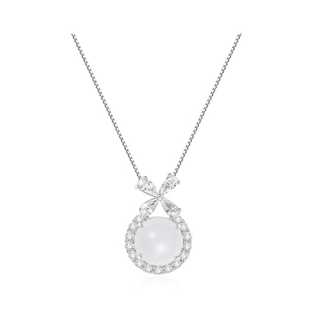 百慕眸 蝴蝶结 新中式小众高级感简约时尚小众高级感通勤百搭锁骨链 玉髓 项链 女款 礼品礼盒装