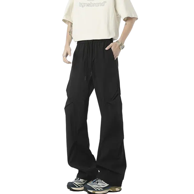 佑麟 速干伞兵工装裤夏季薄款美式弯刀裤子直筒褶皱休闲裤 男女同款