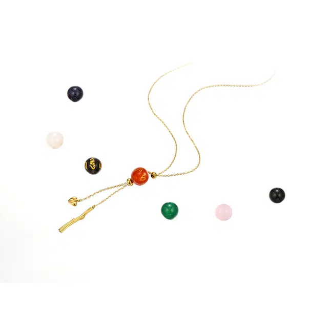 喜钻 好运连连新中式串珠 妙语连珠八方来财新中式锁骨链 随意搭配气质款可调节天然 玉髓 玉石项链 男女同款情侣款