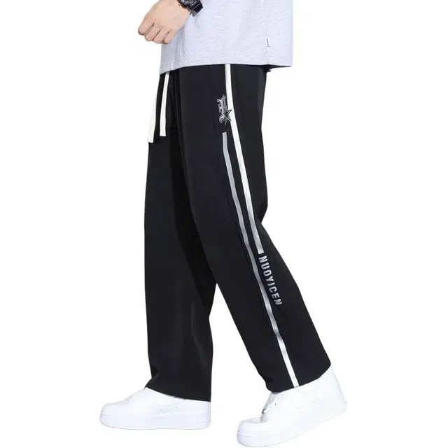 顶峰保罗 条纹凉感速干运动裤冰丝直筒宽松透气舒适休闲裤 男女同款