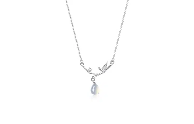 凤祥囍事 老凤祥 竹节水滴 竹抱平安  时尚小众新中式 清冷高级设计极简百搭显气质优雅贵气感 #好运 玉髓 项链 女款