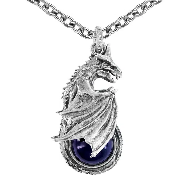 【免费刻字】 白木黑冰 宝石翼龙小众潮流新中式高级感 银合金 项链 男款  礼盒