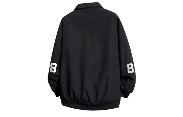 宜而爽 美式潮流街头创意袖标旗帜图案字母数字印花纯色基础工装机能风披肩拼接设计翻领拉链休闲宽松百搭防风保暖长袖夹克外套 男女同款