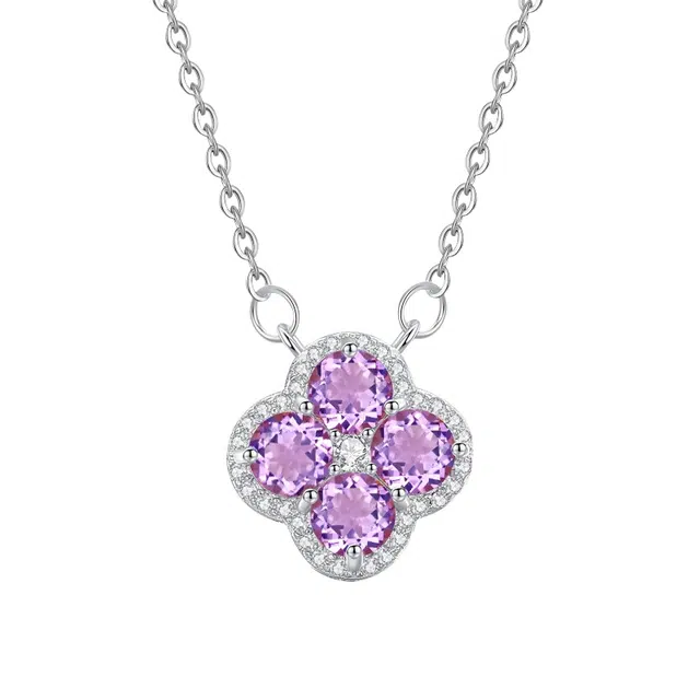 金六福吉祥 小众设计感精致气质 轻奢优雅自带森系温柔滤镜#好运天然 紫水晶 项链 男女同款情侣款