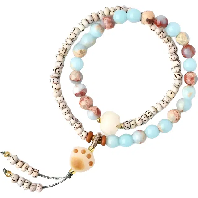 【金玉满堂】 缇克玺 可爱猫猫 碳烧猫爪  新中式 清新 素雅 双圈 佛珠 国潮#好运 星月菩提 手串 男女同款情侣款