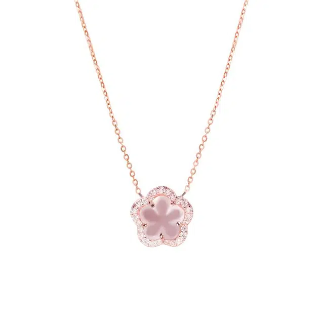 陌阡雪 发财被爱 好运常在甜蜜饰爱 浪漫樱花 清冷感轻奢小众简约高级感气质百搭#好运天然 粉水晶 项链 男女同款情侣款