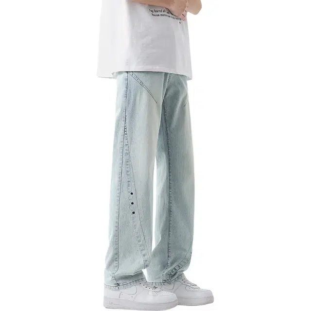 瑞梵帝斯 美式百搭舒适直筒宽松牛仔裤 男款