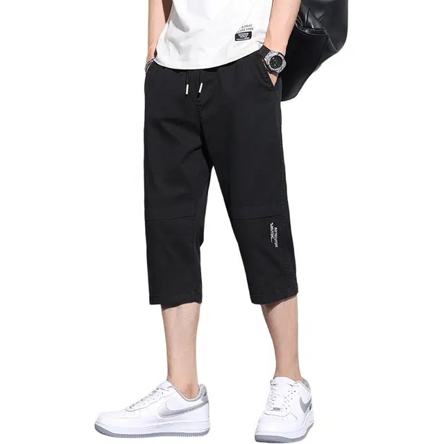 协协乐 夏季薄款凉感透气宽松直筒运动美式潮牌百搭设计感七分中裤子休闲短裤 男款