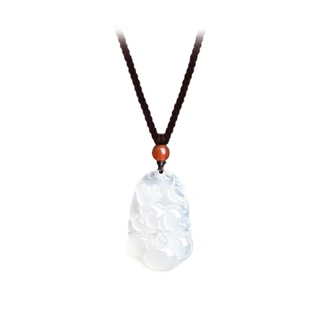 庆怡 十二生肖 新中式国风平安吉祥本命年转运生肖蛇 玉髓 玉石项链 男女同款情侣款