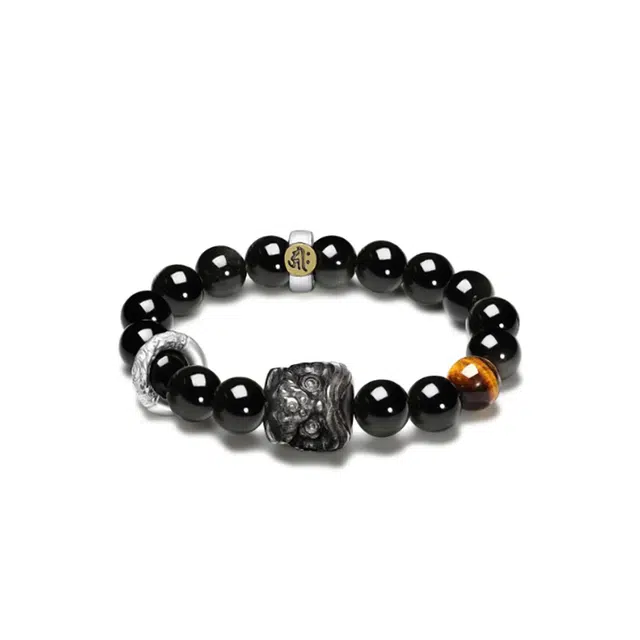 【时来运转】 琉堇  祥云醒狮本命年安康纳福 招财吞金兽十二生肖 新中式国潮 招财进宝复古时尚百搭#好运 黑檀 手串 男女同款情侣款