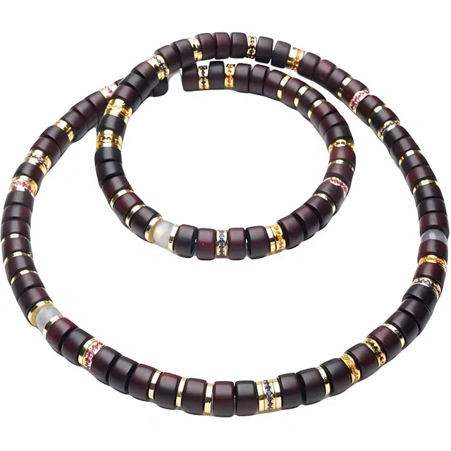 仙源 事业顺遂 时来运转 药片珠原创小众设计百搭木质文玩 好运 紫檀属 木作项链 男女同款情侣款