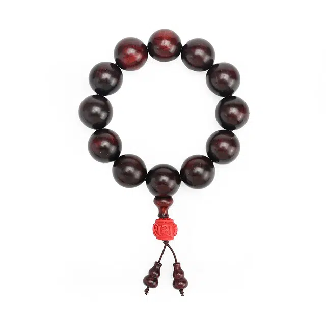 天纵 新中式小众设计高级感文玩佛珠 六字箴言纳福平安转运珠 诸事顺利  简约复古风高端红木念珠#好运 紫檀属 手串 男款