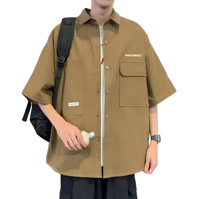 沐诚阳译 美式潮牌工装休闲潮流宽松百搭短袖衬衫 男款