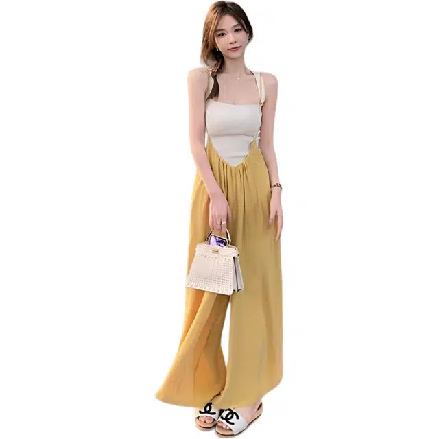 水中花 阔腿背带裤吊带背心无袖两件套休闲套装 女款