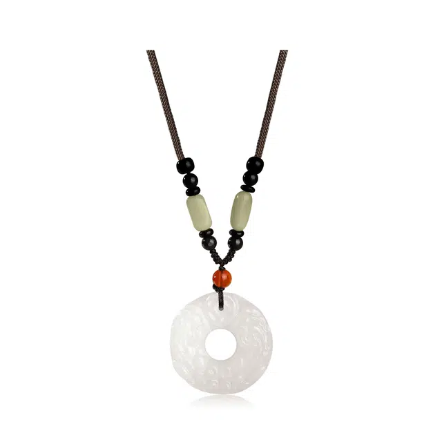 【普陀山官方已过香 普陀山文创 新中式本命年招财纳福貔貅平安扣转运珠手工编织绳 生日送礼好运礼 玛瑙 项链 男女同款情侣款