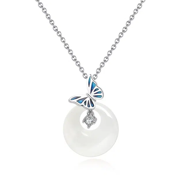 帝苏行 蝶舞公主光彩夺目 新中式国潮 吉祥如意平安顺遂 好运 简约小众设计 玉髓 项链 女款