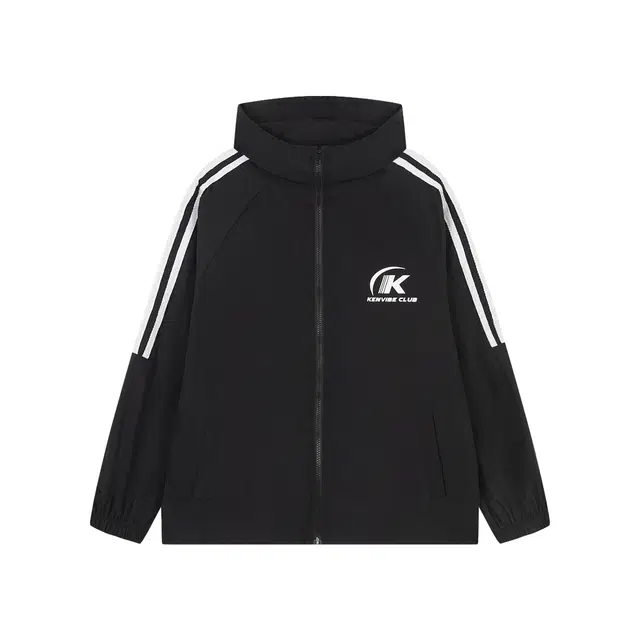 奇迹街区 美式潮牌字母图案织带设计复古宽松潮流百搭户外冲锋衣时尚简约情侣连帽长袖夹克外套 男女同款