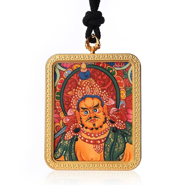 喃呢 精工手绘藏式热贡唐卡巳巳如意暴富来财黄财神转运 新中式国风国潮旺福平安吉祥好运 铜合金 项链 男女同款情侣款
