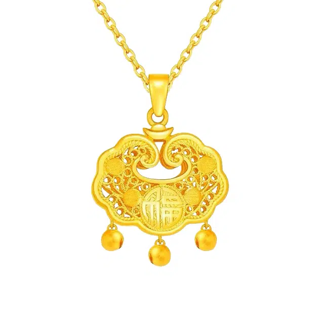 大唐国鼎 平安如意元宝福字锁包 新中式复古民族风精致轻奢 合金 项链 男女同款情侣款