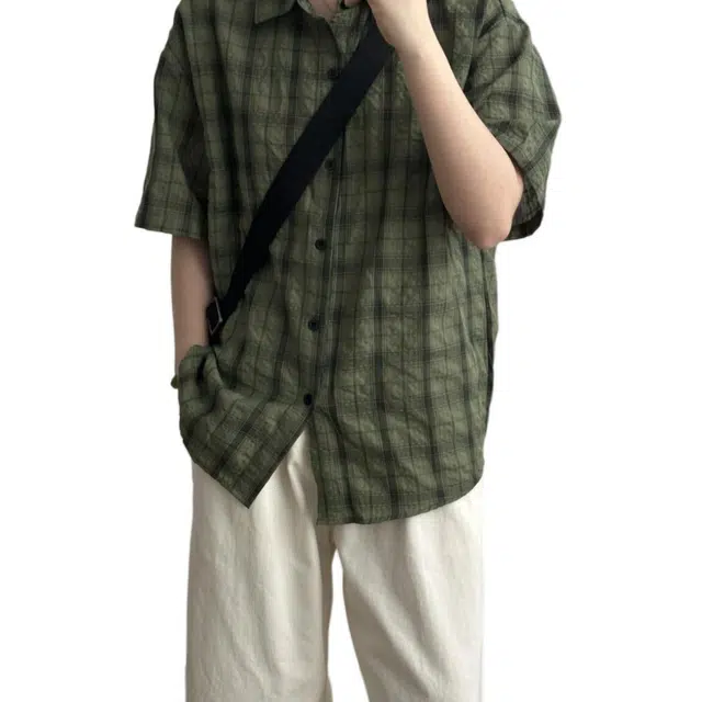 颂希尔 美式复古格子衬衣速干防晒外套高级感薄款短袖衬衫 男女同款