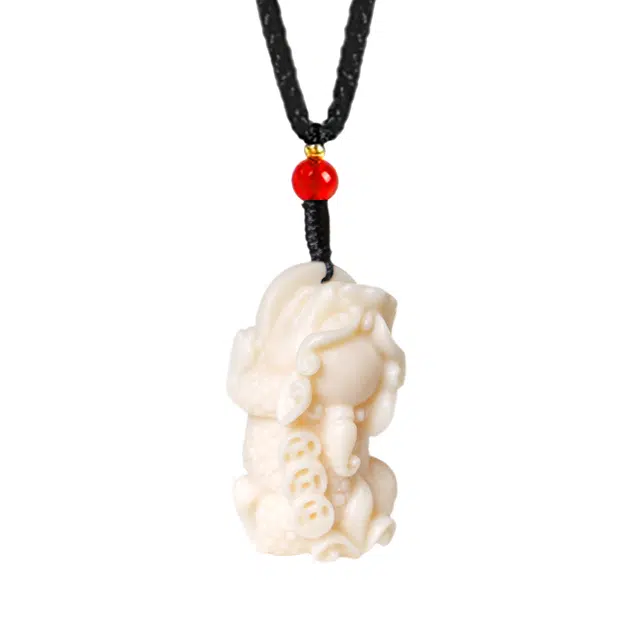 仙友 新中式国风文玩小众设计轻奢高级感招财貔貅吊坠 八方来财 平安喜乐转运国潮挂件 象牙果 项链 男女同款情侣款