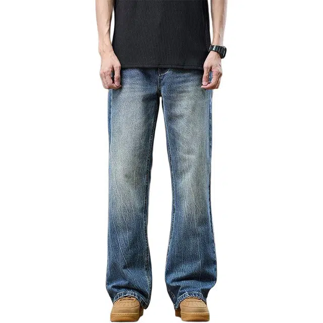 宝米卡 美式复古潮流百搭个性直筒韩版痞帅宽松阔腿裤长裤牛仔裤 男女同款