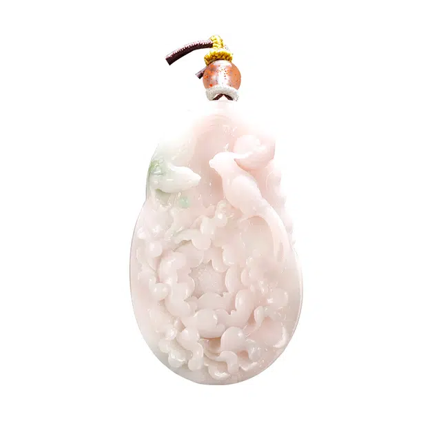 玉说 国潮牡丹花芙蓉红花开富贵锦上添花 独山玉 项链 男女同款情侣款