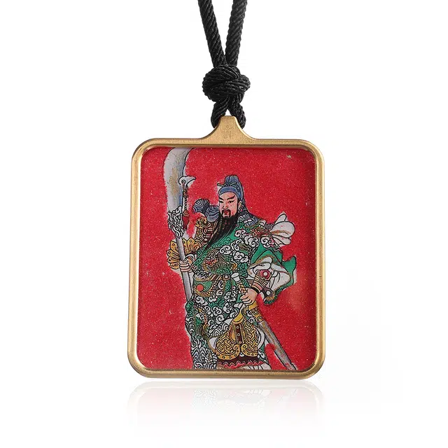 喃呢 藏式热贡手绘唐卡招财转运关公武圣 新中式国风国潮旺福平安吉祥好运 钛钢 项链 男女同款情侣款