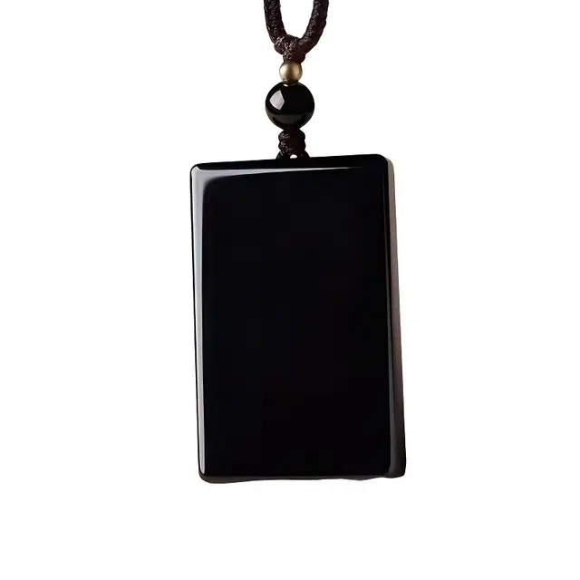 陌阡雪 平安无事牌 国潮新中式 轻奢个性 小众高级转运珠锁骨链 黑曜石 玉石项链 男女同款情侣款