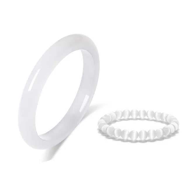 【精选高品质】经典白月光莫比乌斯套装叠戴新中式国潮古色古香旗袍汉服一步一响宫廷贵妃 岁月静好 #好运 玻璃猫眼 手镯 男女同款情侣款